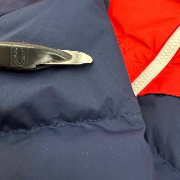 Nike Down Fill Puffer Jacket Bubble Coat Red Blue Hooded Full Zip Men's Medium - Picture 10 of 14